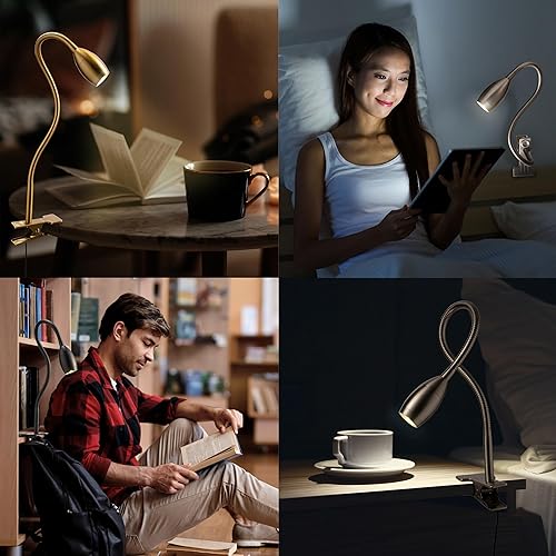 Miniatura 7 de O'Bright Lumos - Lámpara versátil con clip foco zoomable, LED regulable, cuello de cisne flexible, luz de 4000 K, abrazadera 100% metálica, ideal
