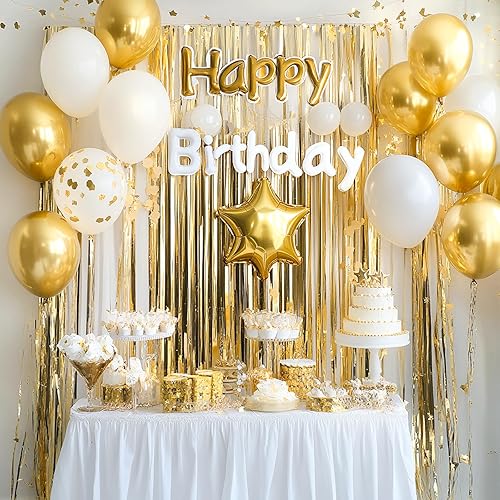 Vista 39 de PartyWoo Cortinas de flecos de aluminio plateadas, 2 serpentinas plateadas de 3.3 x 6.6 pies, telón de fondo con flecos, fondo de oropel, cortina