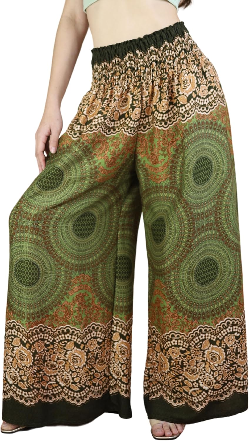 Boho Pants Palazzo Pants for Women with Pockets| Wide Leg high Waisted Flowy Pants for Women | Summer, Cruise, Vacation