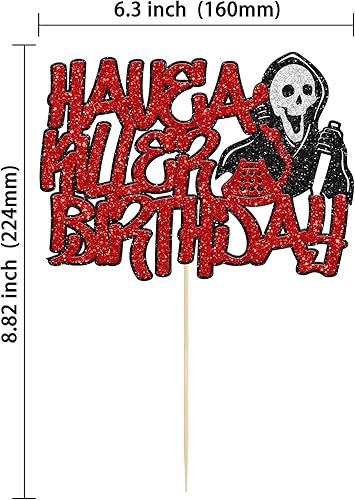 Miniatura 2 de Gyufise 1 pieza de decoración de pastel de cumpleaños con purpurina montada de terror clásico de Halloween para temática de terror sangriento