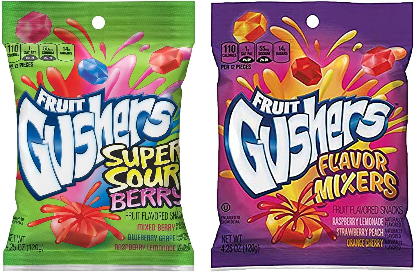 Fruit Gushers Variety 2-Pack, Super Sour Berry and Flavor Mixers - Gluten-free, and full of Vitamin C.