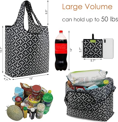 Vista 83 de BeeGreen Bolsa de viaje plegable reutilizable para regalo, bolsas de comestibles reutilizables, grandes regalos de vacaciones, bolsa de tela