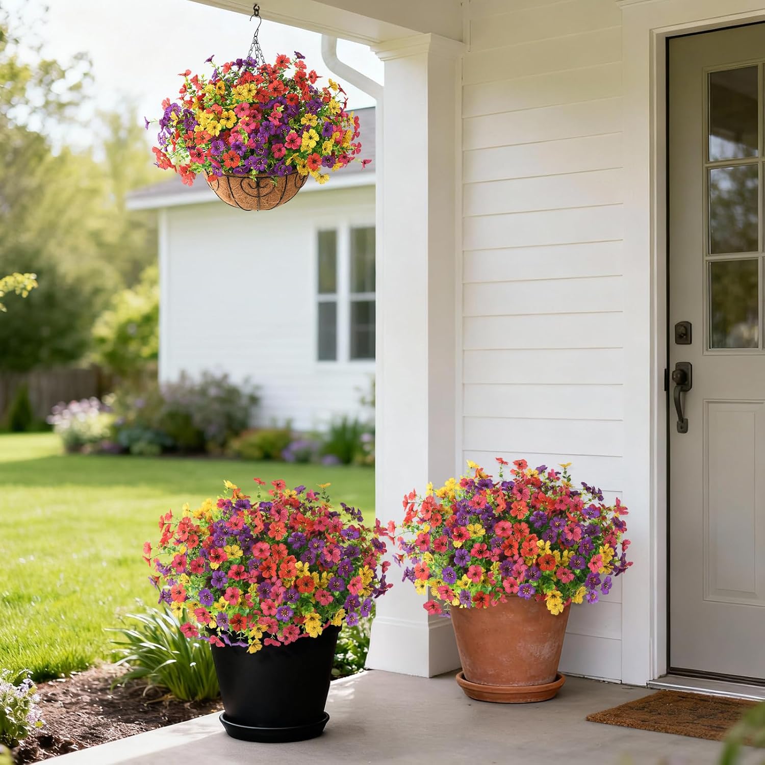 Artificial Flowers for Outdoors, 12 Bundles Multicolor Silk Fake Flower for Spring Summer Decoration, UV Resistant No Fade Artificial Outdoor Plants for Home Planter Porch Patio Yard Decor - Image 2