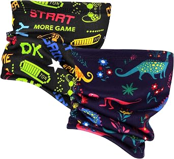 MCTi Kids Neck Gaiter Warmer Winter Fleece Scarves Face Masks 2 Packed for Snow Skiing Snowboarding
