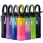 Farsea Insulated Water Bottle With Paracord Handle, Protective Boot and 2 Lids (Straw Lid & Spout Lid), Stainless Steel Water Bottle Wide Mouth, Double Wall Sweat-Proof BPA-Free, 24 oz
