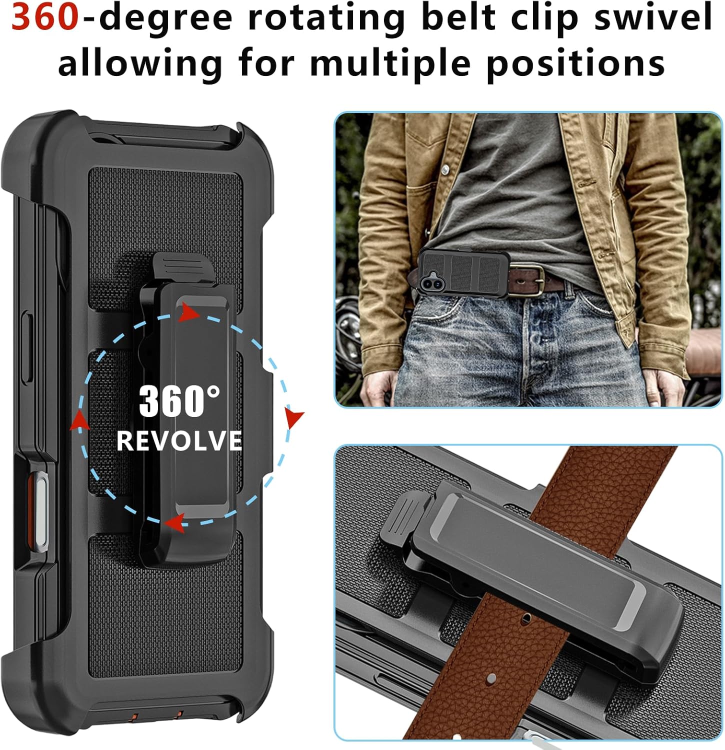 for iPhone 17 Case with Clip, Holster with Kickstand,for Heavy Duty iphone17 Phone Case Rugged 2 Layers of Sturdy,Anti-Drop for iphone17 Phone Case Protective (Black & Orange) - Image 4