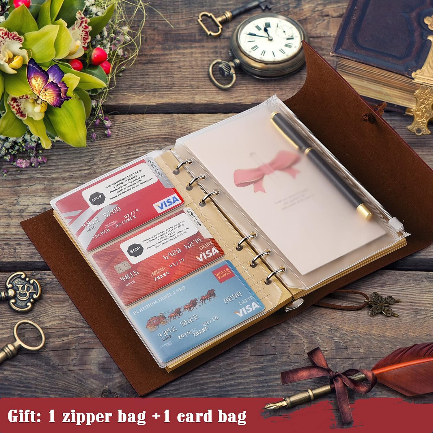 Leather Journal Notebook, Refillable Writing Journal Diary Planner for Women Girls (Red, A6 7.3'' x 5.1'')