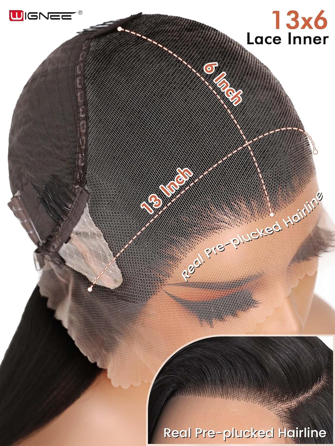 WIGNEE 13x6 Synthetic Lace Front Wig 28" Long Straight Wig Natural Black Kanekalon Futura Synthetic Wigs for Black Women Pre-Plucked Glueless Wig for Daily Party Use