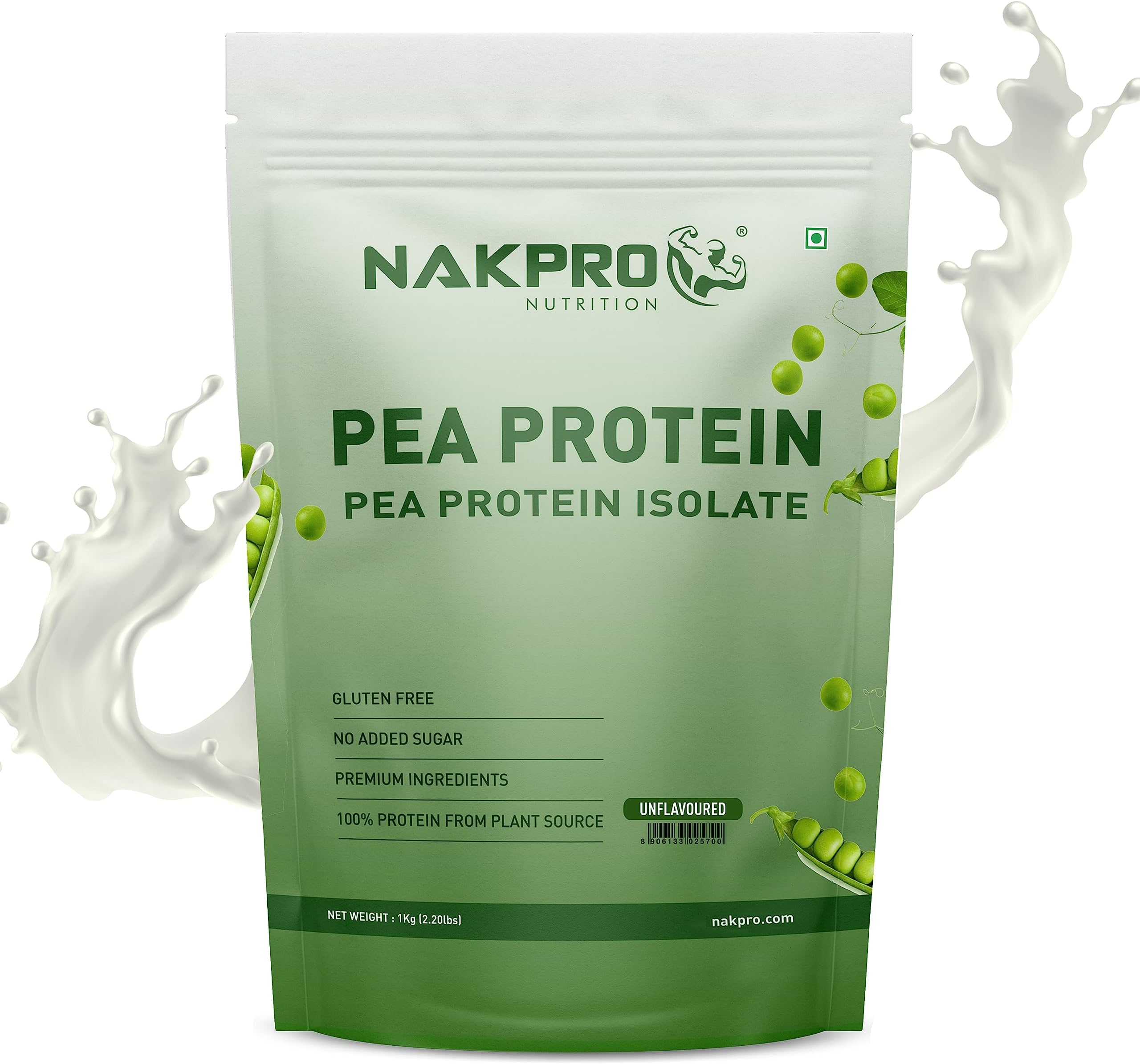 100% Pea Protein Isolate, Unflavoured - 1kg | 28.8g Protein, 5.5g BCAA | Natural Vegan Plant Protein Powder | Easy To Digest | All Essential Amino Acids for Muscle Gain and Recovery