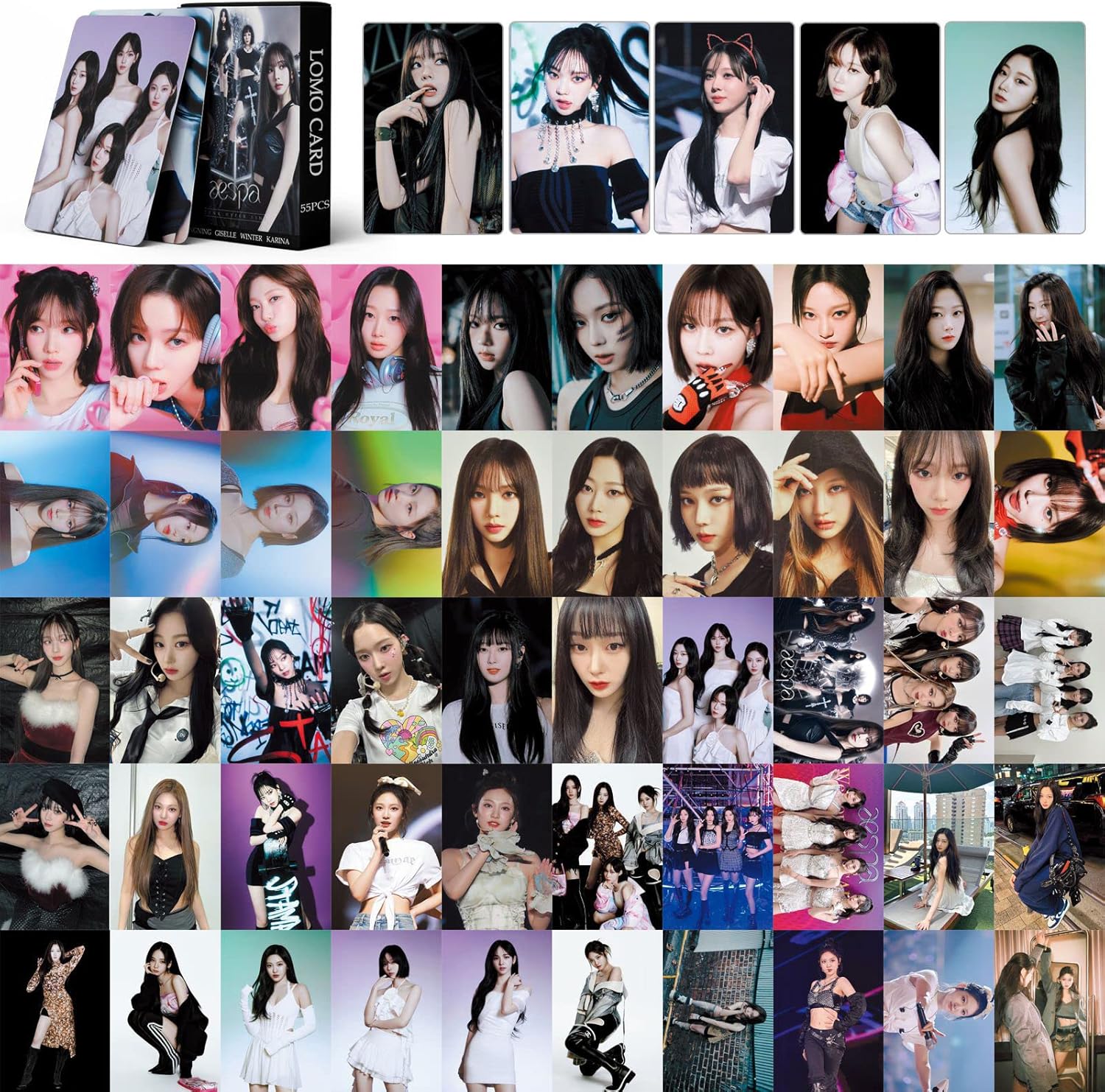 PYAJUU Aespa Photocards 50 Stück - K-pop Sammelkarten Mit Holo-Effekt