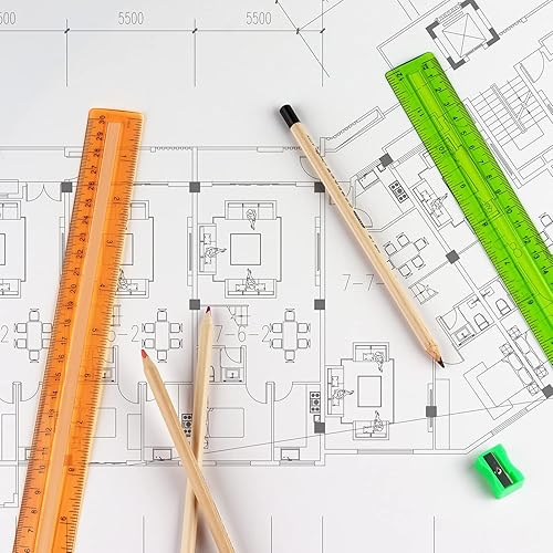 Miniatura 6 de Paquete de 12 reglas de plástico transparentes de color, reglas métricas a granel con pulgadas y centímetros, regla para niños para la escuela, el