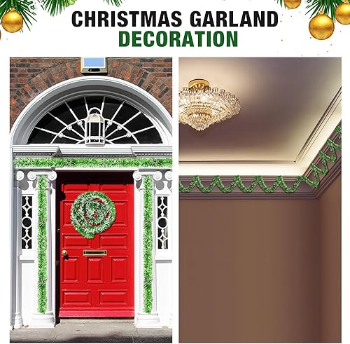 Miniatura 6 de Guirnalda de Navidad de pino artificial, guirnalda de vegetación suave para árbol de Navidad, jardín, boda, fiesta, suministros de techo, escalera,