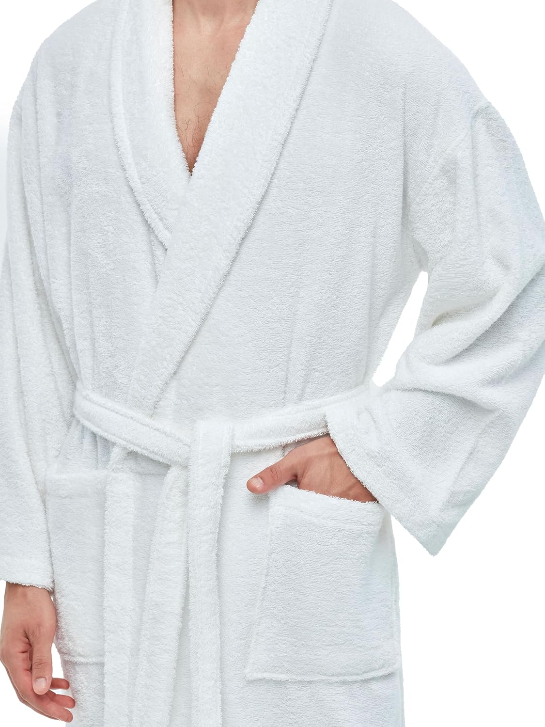 Arus Men's Shawl Collar Robe, Turkish Terry Cotton Bathrobe with Regular and Full Length Options