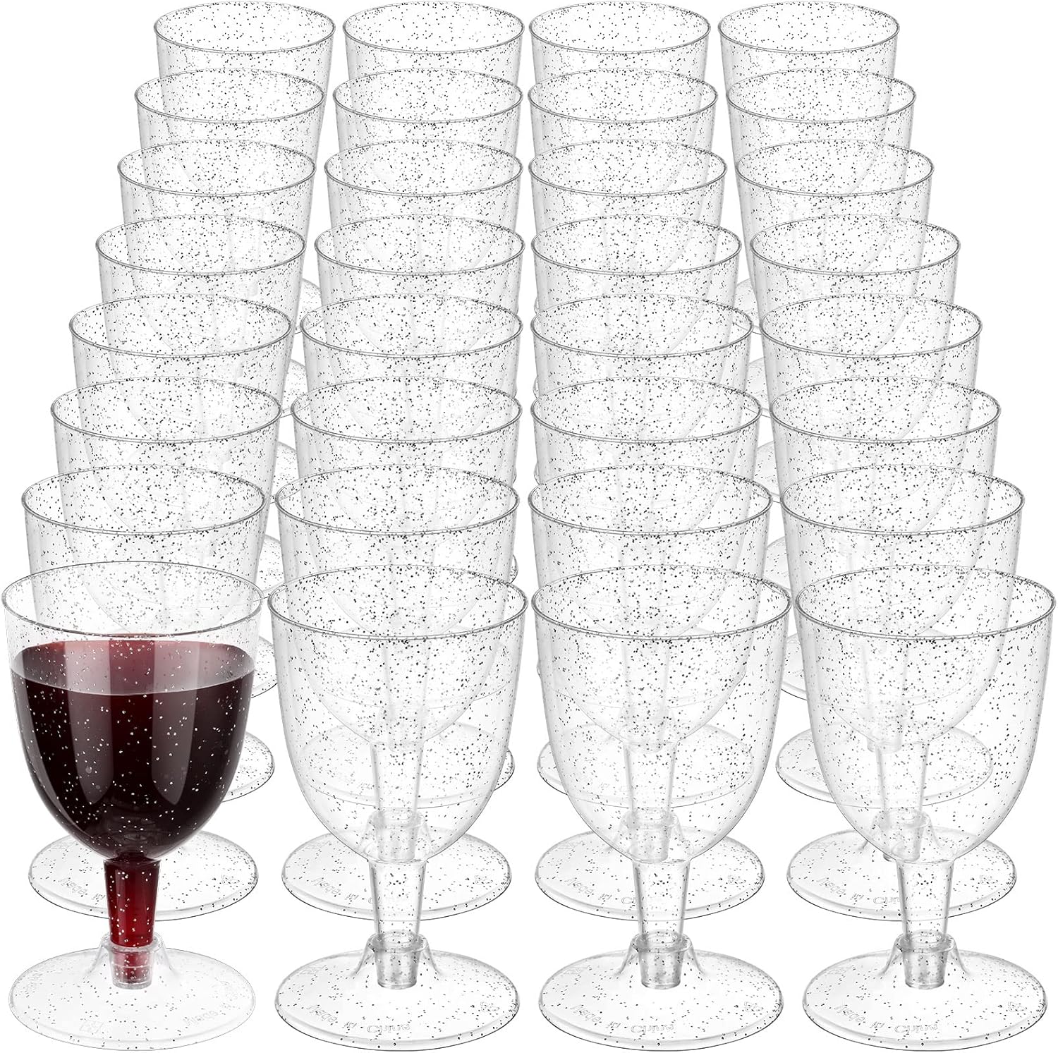 SiliFine 50 Pack Disposable Plastic Wine Glasses 5.7 oz Clear Plastic Wine Glasses