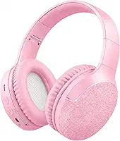 Fone de Ouvido Bluetooth 5.3 Headphone On-ear Sem Fio Fone Para Academia e Corridas, com Cancelamento de Ruído Dobrável com microfone Integrado PREMIUM (Rosa Claro)