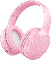 Fone de Ouvido Bluetooth 5.3 Headphone On-ear Sem Fio Fone Para Academia e Corridas, com Cancelamento de Ruído Dobrável com microfone Integrado PREMIUM (Rosa Claro)