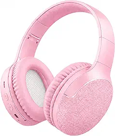 Fone de Ouvido Bluetooth 5.3 Headphone On-ear Sem Fio Fone Para Academia e Corridas, com Cancelamento de Ruído Dobrável com microfone Integrado PREMIUM (Rosa Claro)