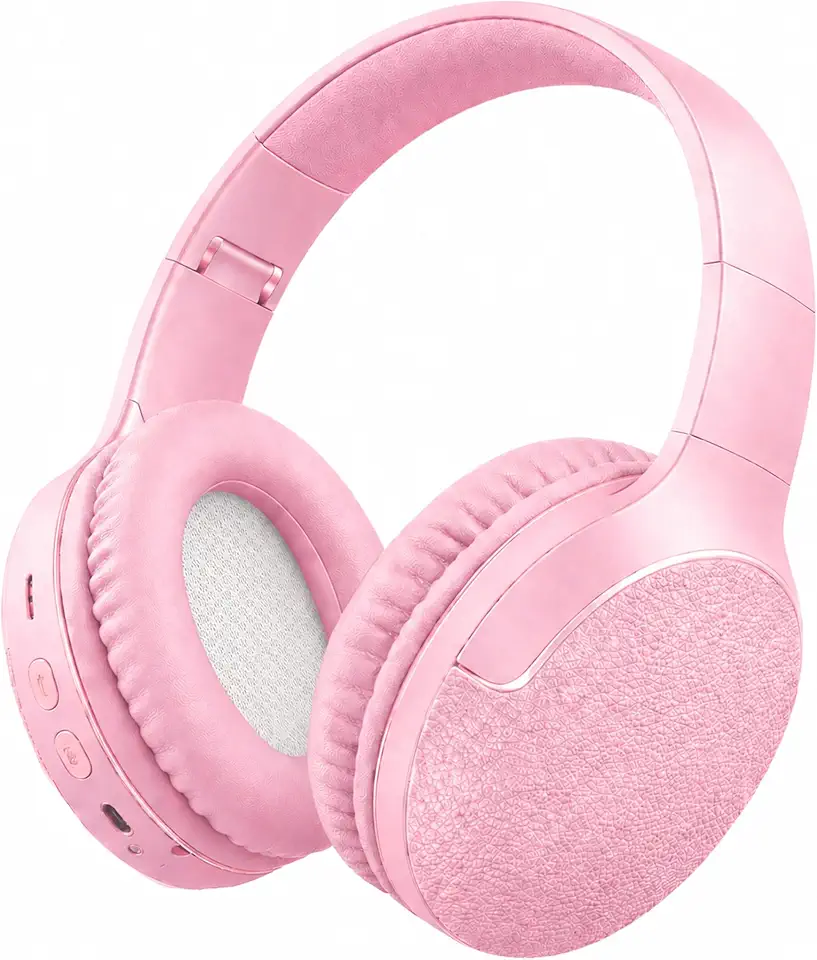Fone de Ouvido Bluetooth 5.3 Headphone On-ear Sem Fio Fone Para Academia e Corridas, com Cancelamento de Ruído Dobrável com microfone Integrado PREMIUM (Rosa Claro)