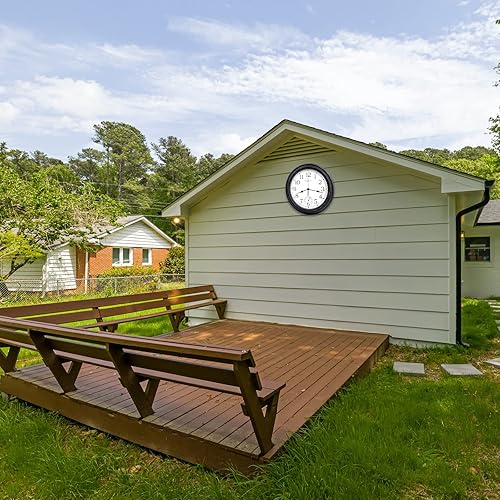 Miniatura 7 de Reloj grande de 16 pulgadas para exteriores, impermeable, con termómetro, reloj de pared retro para patio, piscina, jardín, hogar, bronce