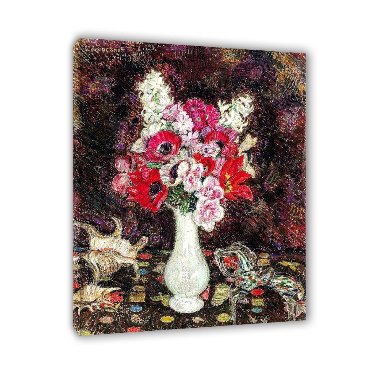 LZ6J8C9 Flores y conchas de Leon De Smet, famoso lienzo impreso, reproducción de pintura famosa, cuadros de pared enmarcados para sala de estar, marco interior de 90 x 70 cm