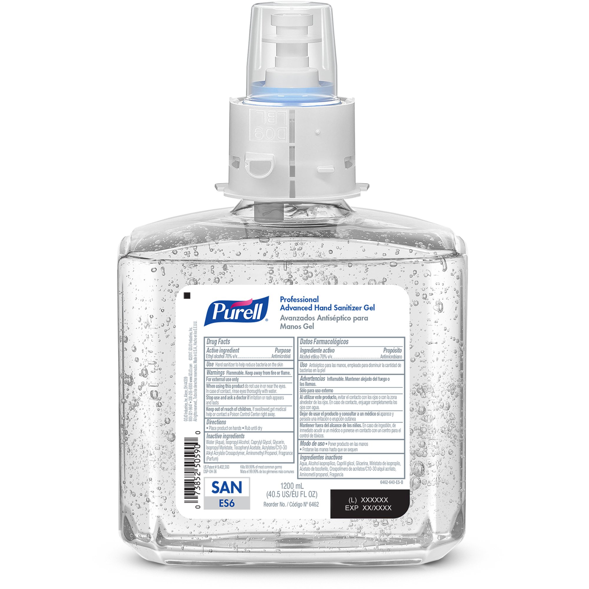 PURELL 646202 Professional Advanced Hand Sanitizer Gel, 1200 mL, for ES6 Dispenser, 2/CT