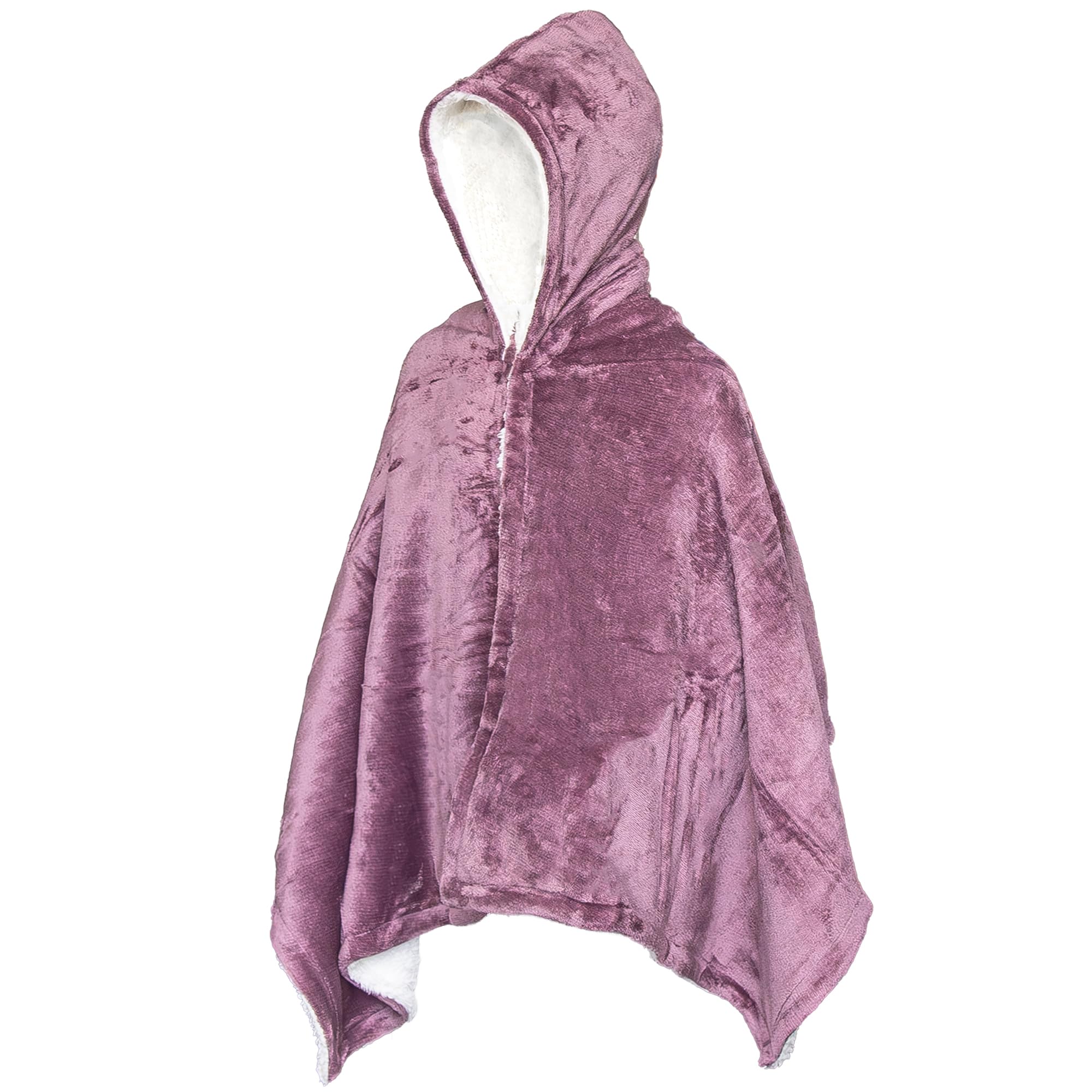 aztex Kids Hooded Sherpa Blanket, Wrap Around Blanket With Pockets for Girls Boys, Super Soft Sherpa Fleece TV Blanket