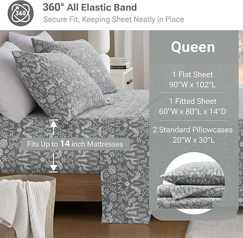 Vista 333 de True North by Sleep Philosophy - Juego de ropa de cama acogedora de franela 100% algodón, estampado de animales y estrellas, lindo, ultrasuave