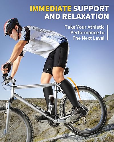 Vista 40 de CAMBIVO 3 pares de mangas de compresión de pantorrilla para hombres y mujeres, calcetines de compresión sin pies para espinillas, alivio del dolor