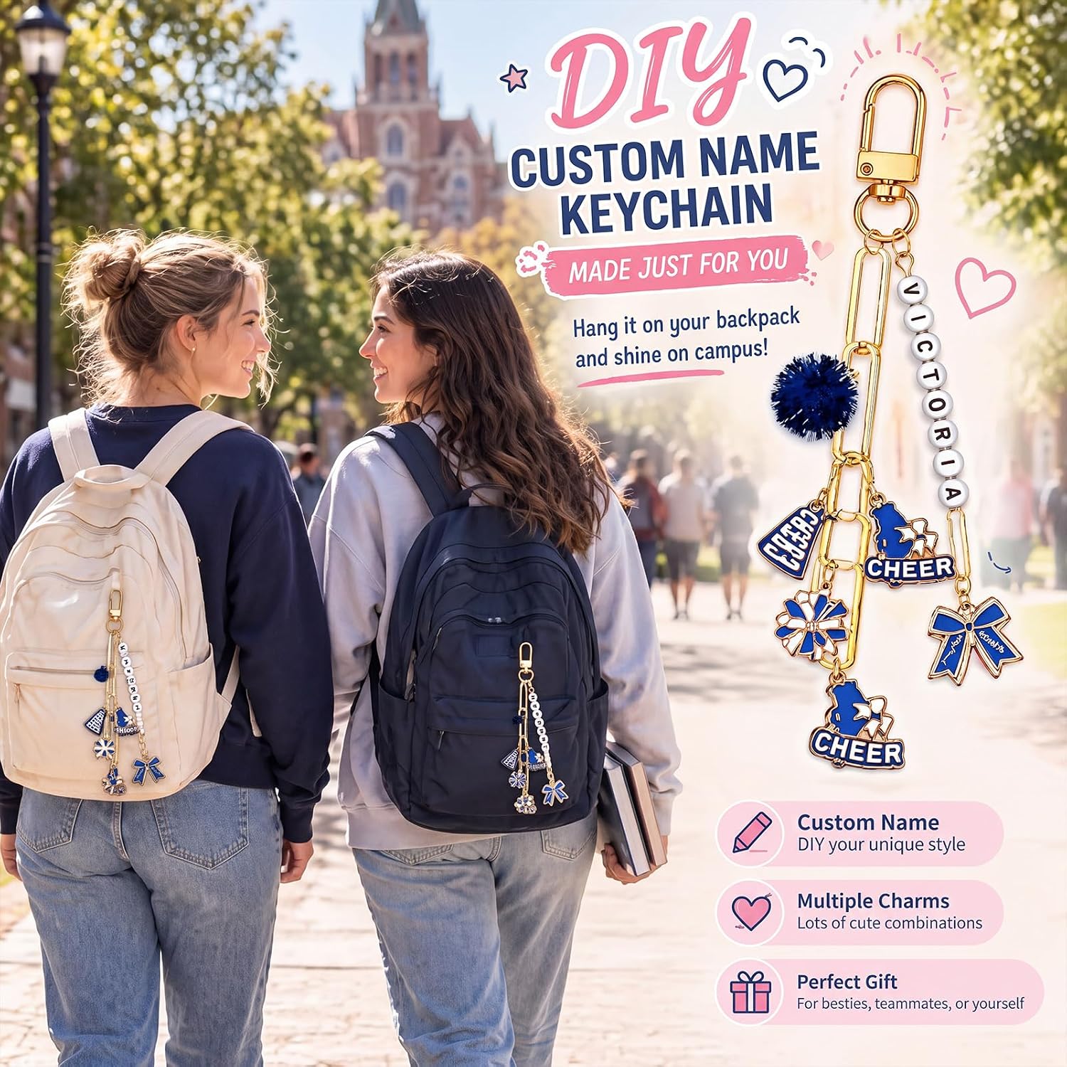 Nosiny 530 Pcs DIY Cheer Charms Keychain Making Kit