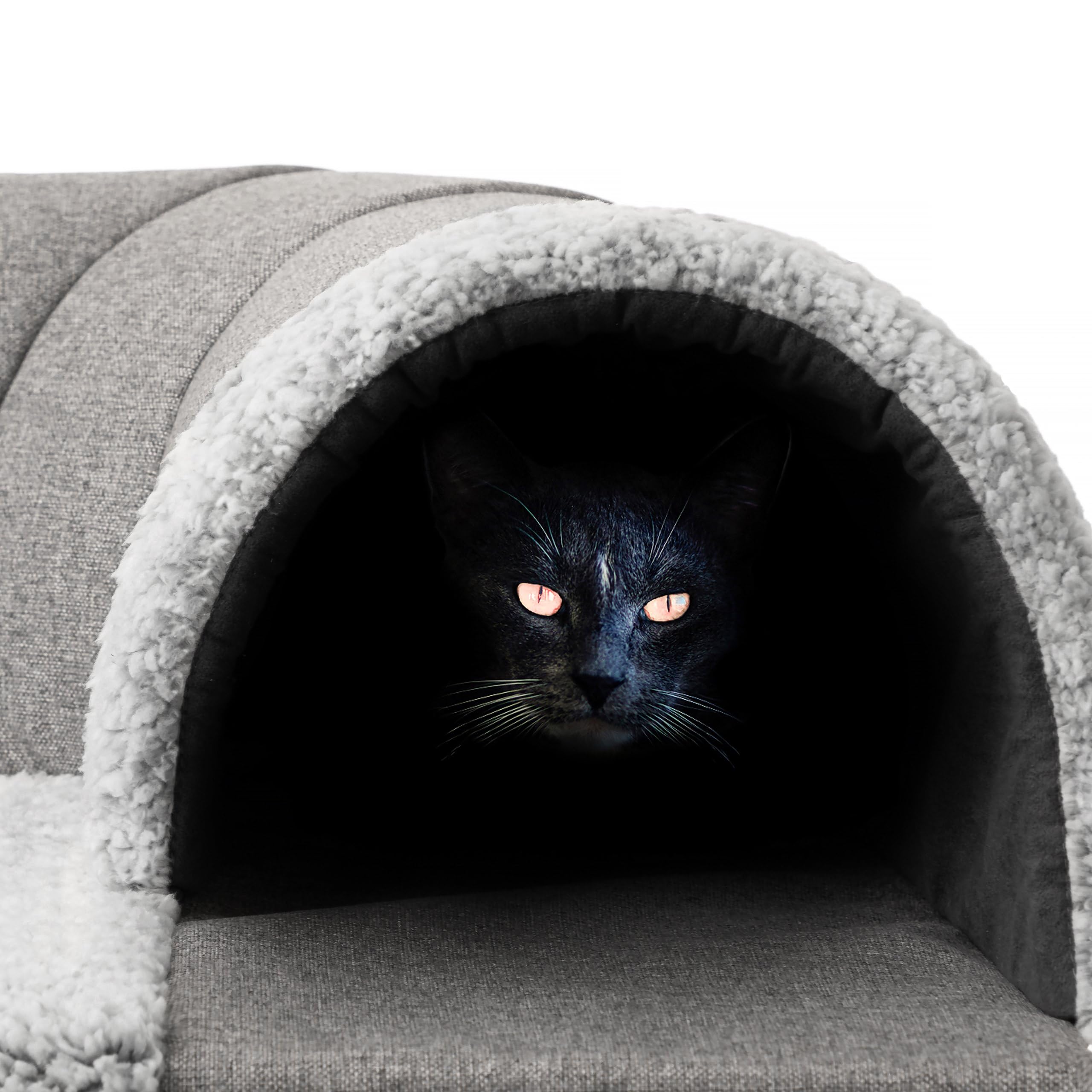 Tunnel Per Gatti Arquiel Con Tappetino E Sfera - Pieghevole, Grigio, 85x26 Cm, Per Giochi Interni