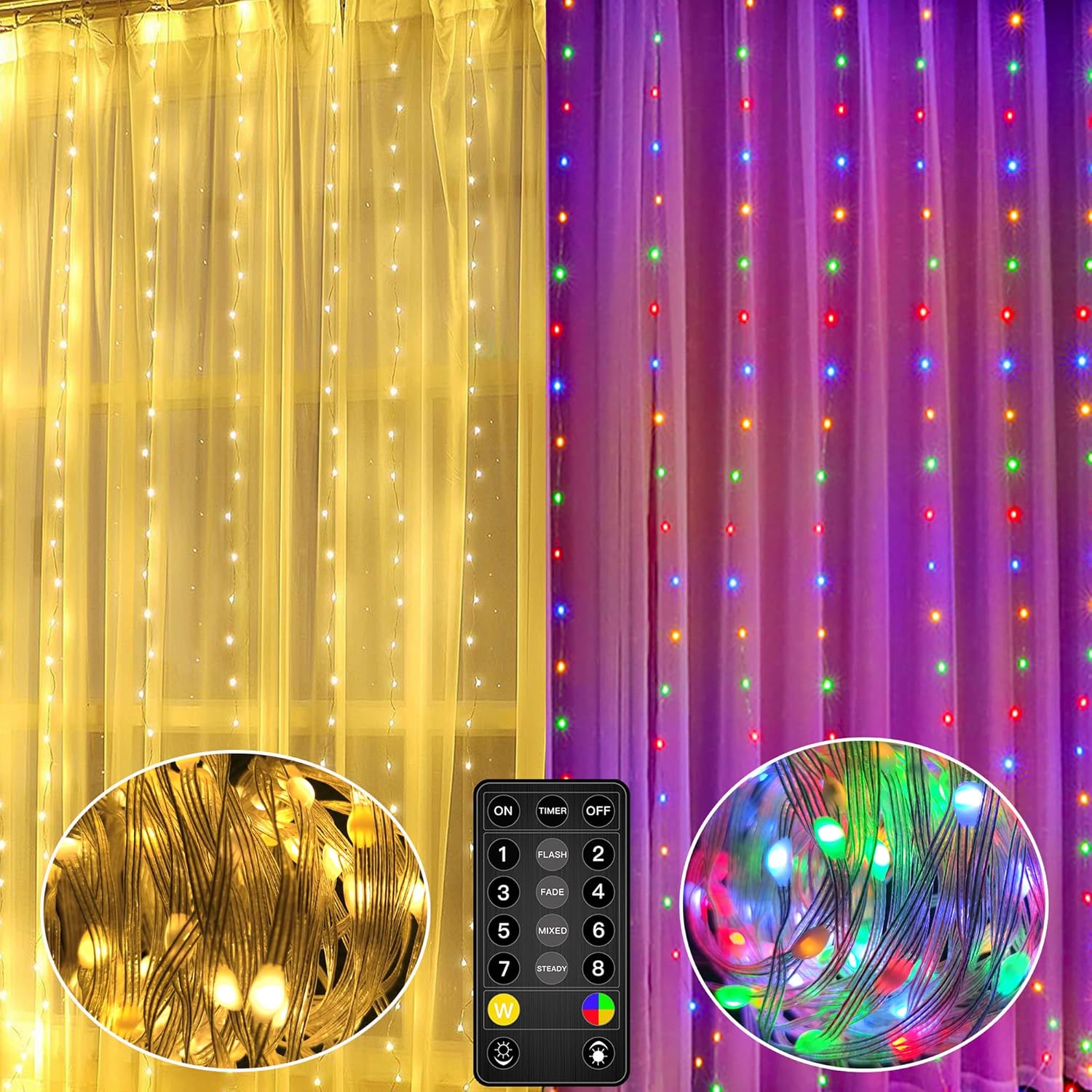 市場 ストリングライト 花火ライト リモコン制御 3 5m Ledイルミネーションライト Evilto 480個電球 Ip65防水 音楽と同期