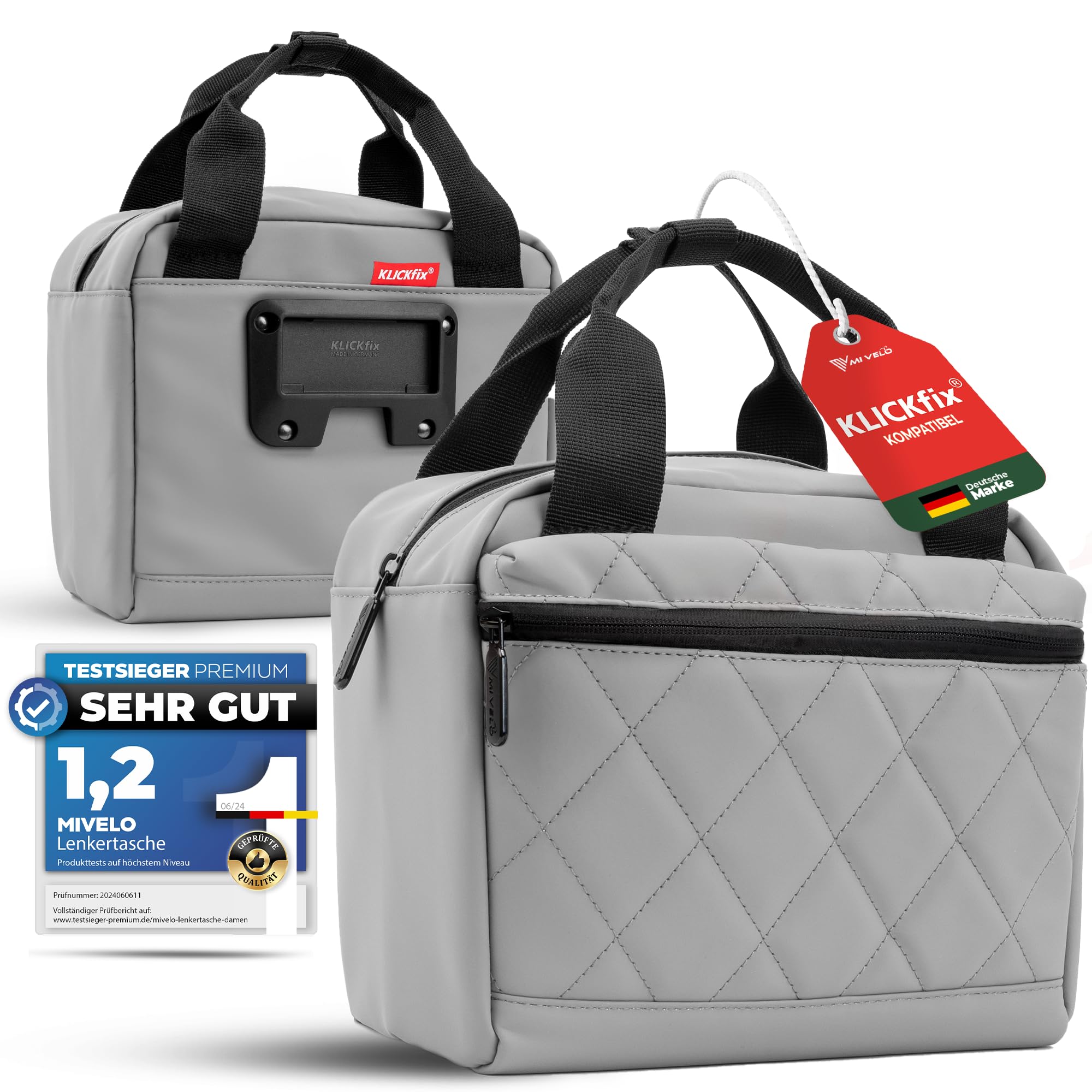 MIVELO Lenkertasche Fahrrad fr KLICKfix - Fahrradtasche Lenker (Adapter  kompatibel) - wasserabweisend & gerumig - Lenkertasche - Tasche Lenker - E- Bike tauglich : Amazon.de: Sport & Freizeit