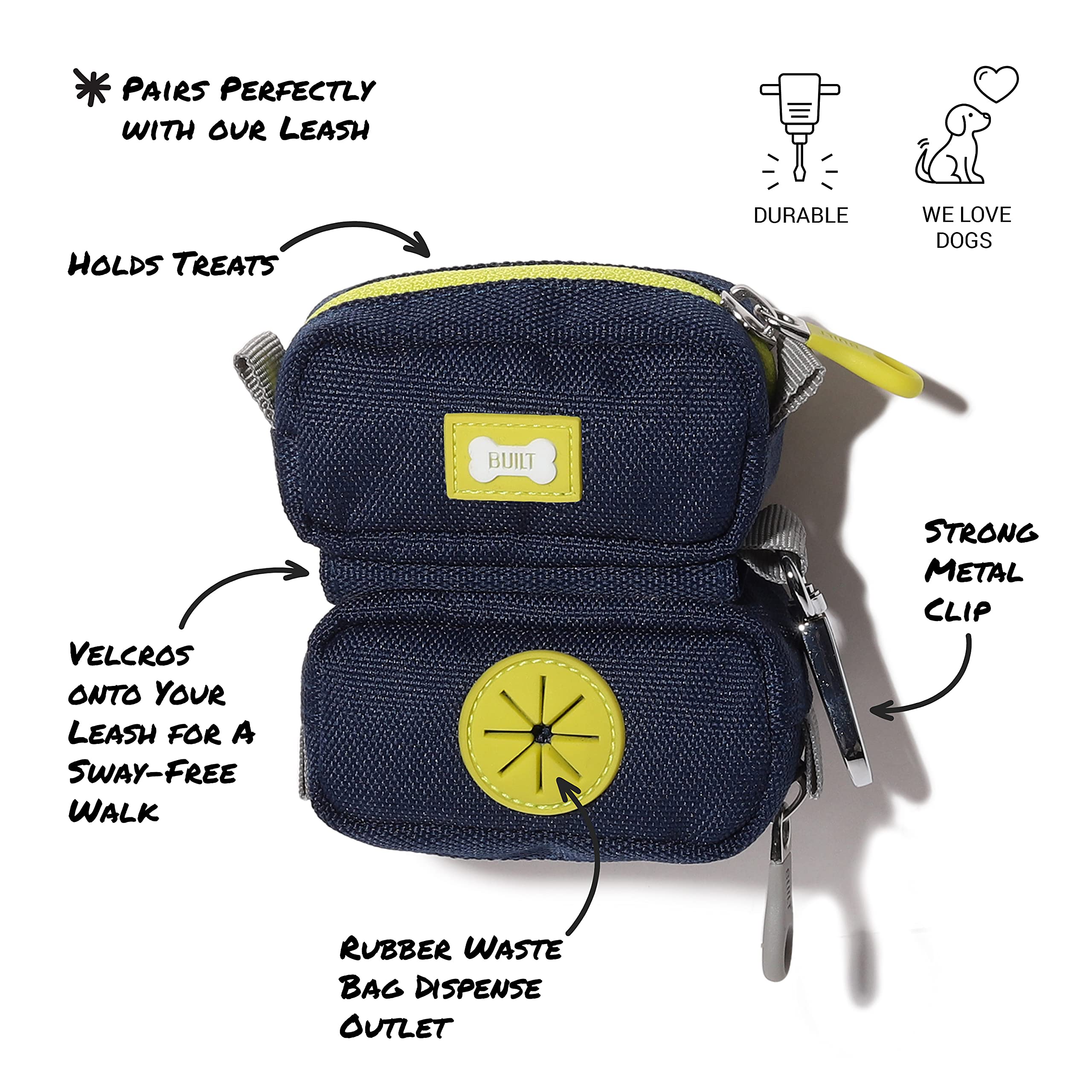 BUILT PET NightSafe Kotbeutelhalter & Leckerli-Spender - Praktischer Leinen-Clip Für Hundespaziergänge