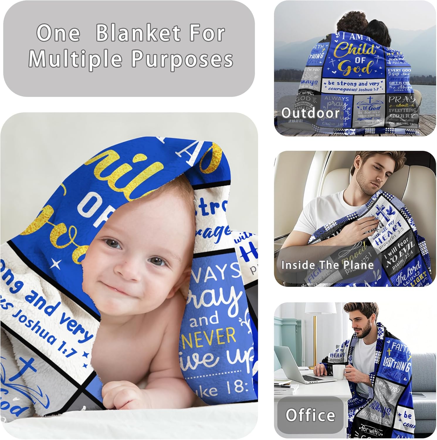 Christian Blanket Gifts for Men, Baptism Gifts for Boys, Inspirational Birthday Religious Catholic Spiritual Gift for Man Son Dad, Bible Verse Throw Blanket 50"x40" - Image 5