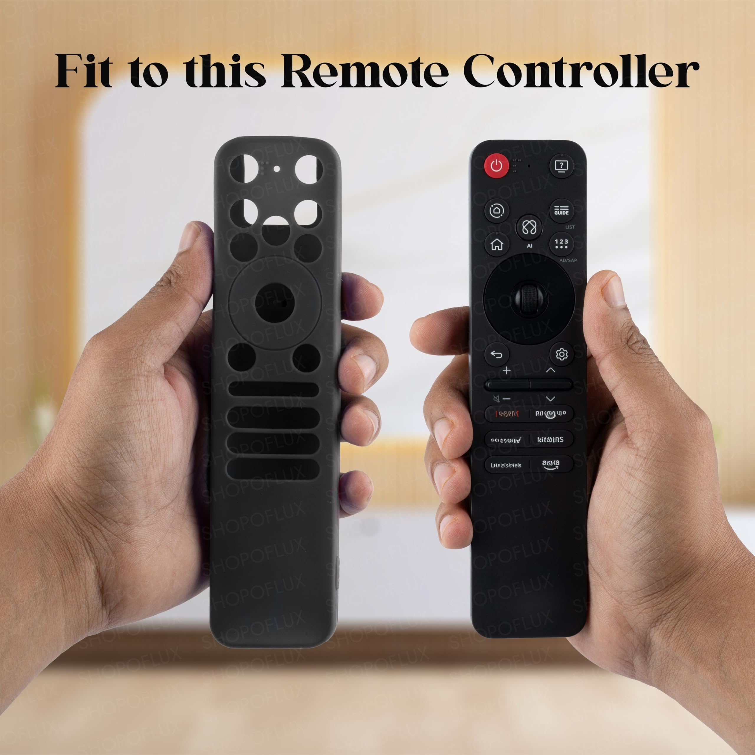 Shopoflux Silicone Tv Remote Cover Compatible with LG Smart TV Remote Full Wrap Protective Case with Lanyard [Remote NOT Included] (Black) — Amazon image 2