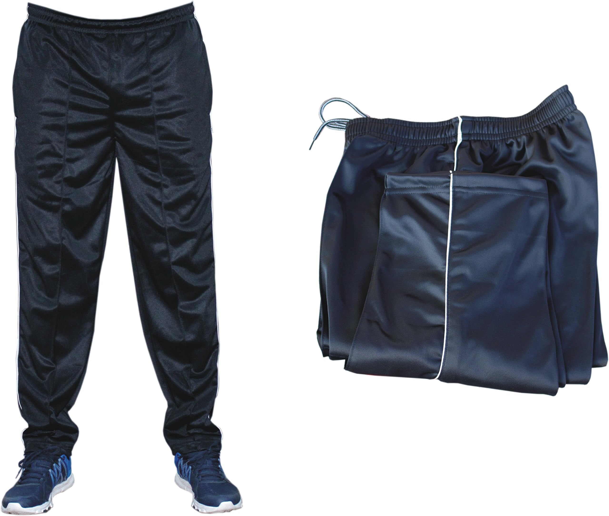 Men's Polyester Lower Track Pants (Black, 40)