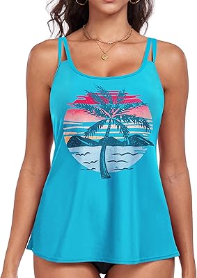 Women's Flowy Tankini Tops Only - Modest Bathing Suit Loose Fit Plus Size Swimsuit Swim Tops for Women 2026 (No Bottom)