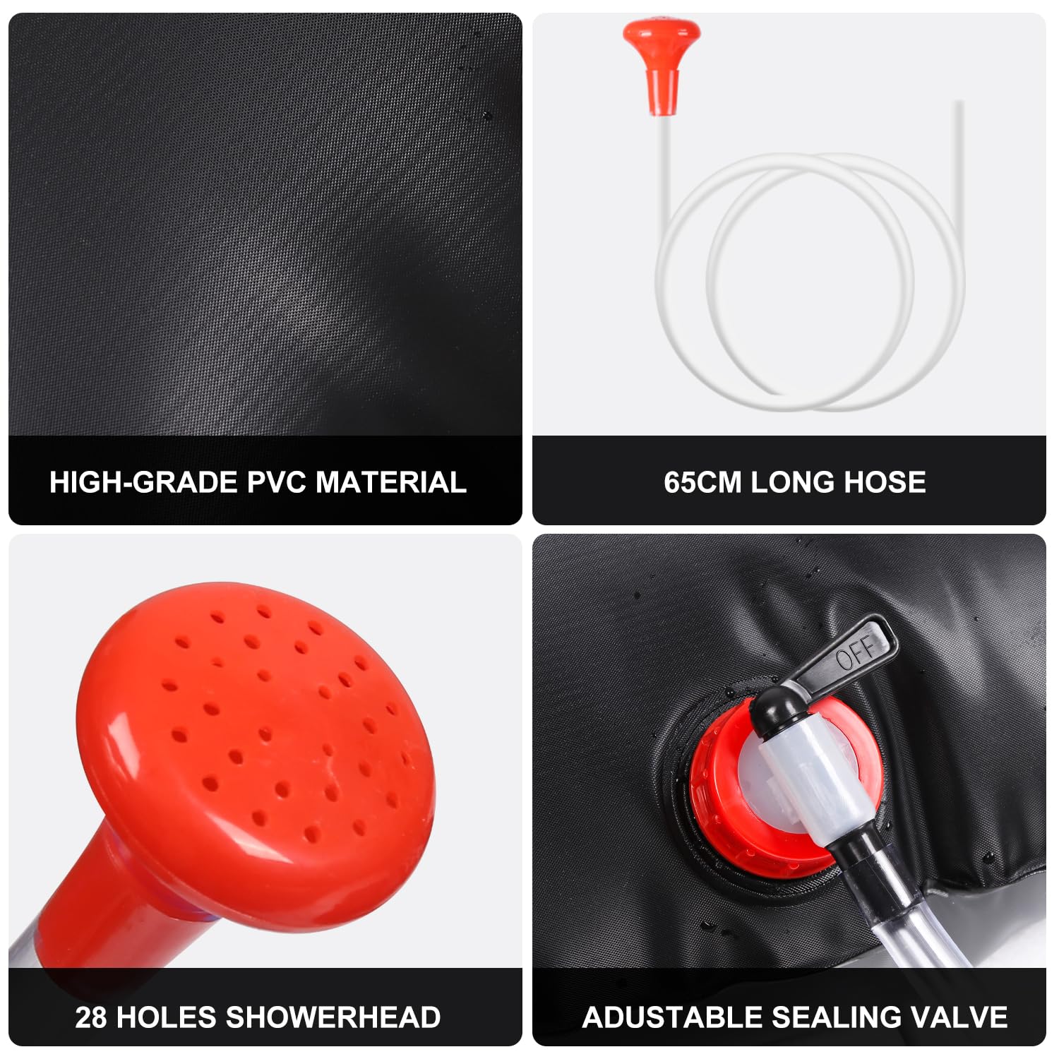 Lot 2 PCS Douche Solaire, 20L Sac de Douche Solaire Camping Pliable Sac de Douche Camping Portable Solaire Chauffe Sac de Douche de Sport Camping Randonée