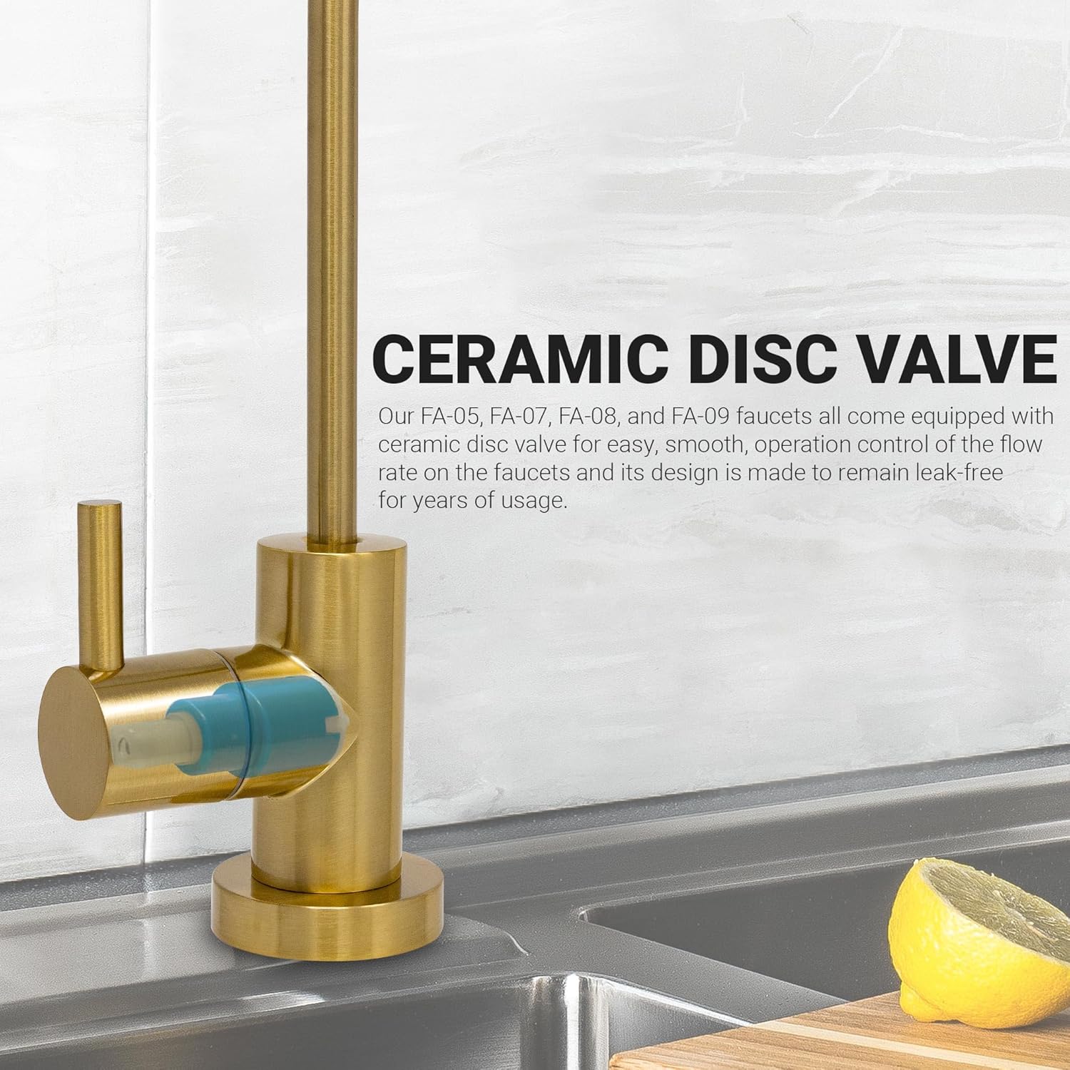 Metpure Non-airgap NSF Certified RO Faucet Reverse Osmosis Drinking Water Filtration System Water Dispenser Spout (Brushed Gold). Euro Style with Faucet Wrench.