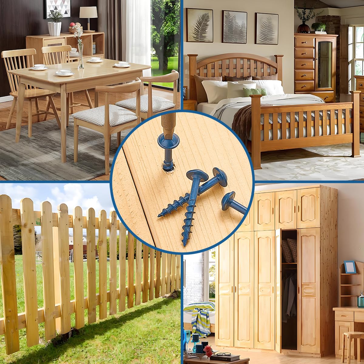 100 PCS(0.51 lb), #8 x 1-1/4 Pocket Hole Screws, Exterior Pocket Screw 1-1/4 inch, Coarse Thread, Square Drive, Washer Head, Rust Resistant, 150MM Drive Bit Included - Image 6