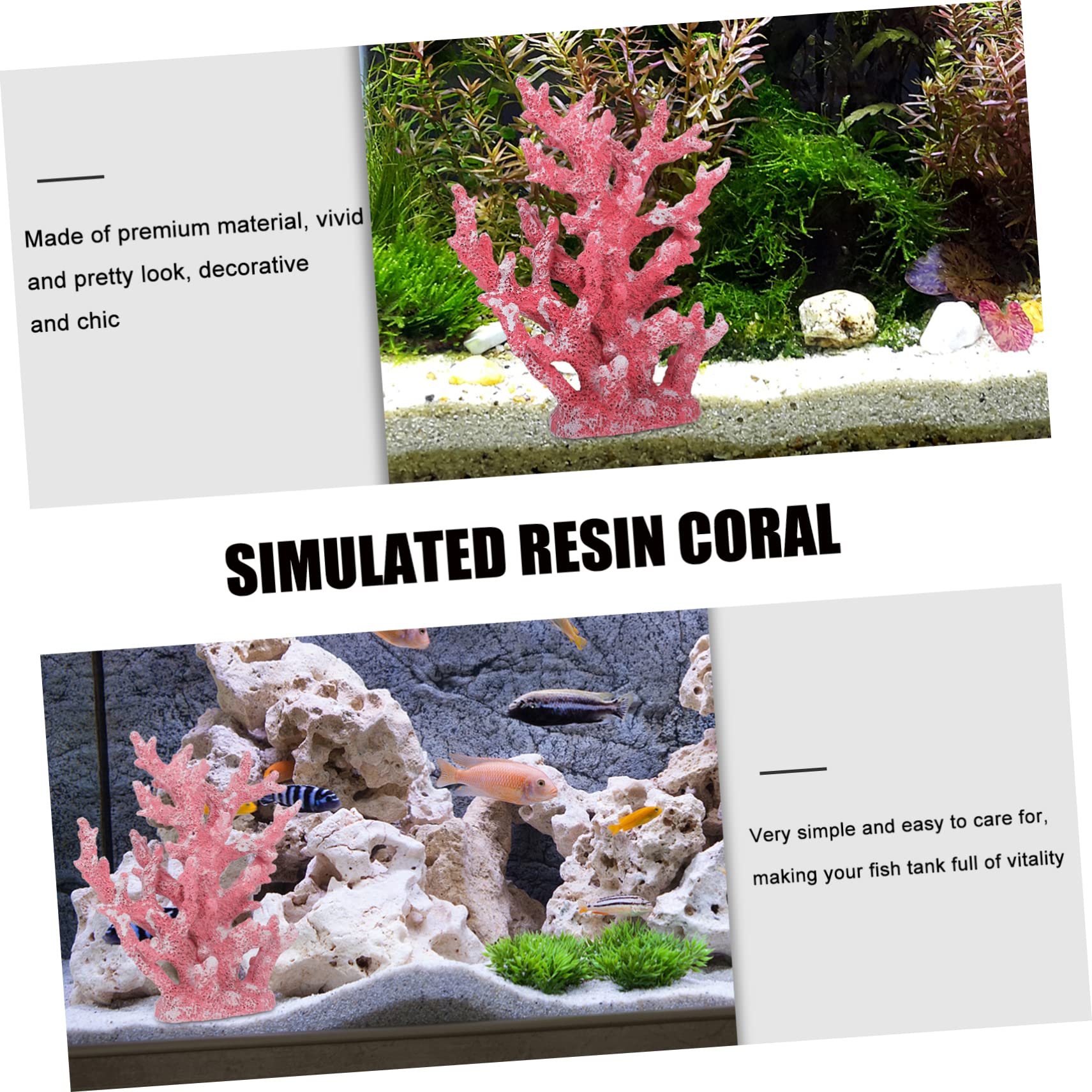 BESPORTBLE Decoración Estilo Mediterráneo de Coral Artificial de Resina Adorno Rosa Fácil de Cuidar para Acuario para Decoración de Peceras