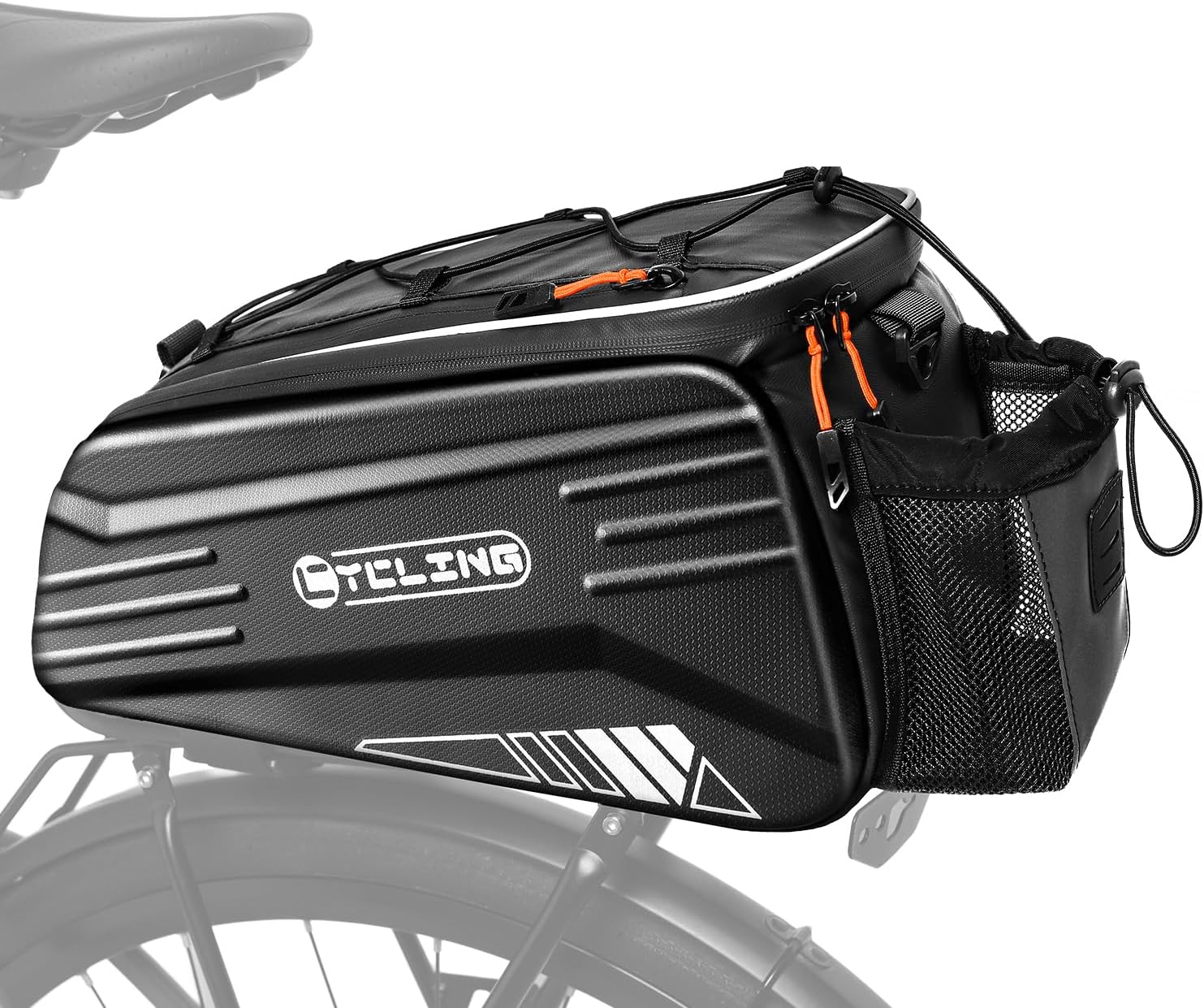 WOTOW Bike Rear Rack Bag - 10L Hard Shell Waterproof Bike Trunk Pannier with Shoulder Strap, Reflective Bicycle Rear Rack Saddle Seat Bag for Travel Outdoor Cycling Ebike Accessories
