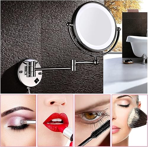 Miniatura 2 de Espejo de maquillaje montado en la pared, espejo de tocador de aumento de baño, giratorio de 360 grados de doble cara portátil para mesa, baño,