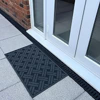 Ultralux Gumi Lábtörlő 75x45cm - Kültéri-Beltéri Csúszásmentes Szennyfogó Szőnyeg Fekete-Ezüst Mintával, Vízálló, Strapabíró, Könnyen Tisztí 3