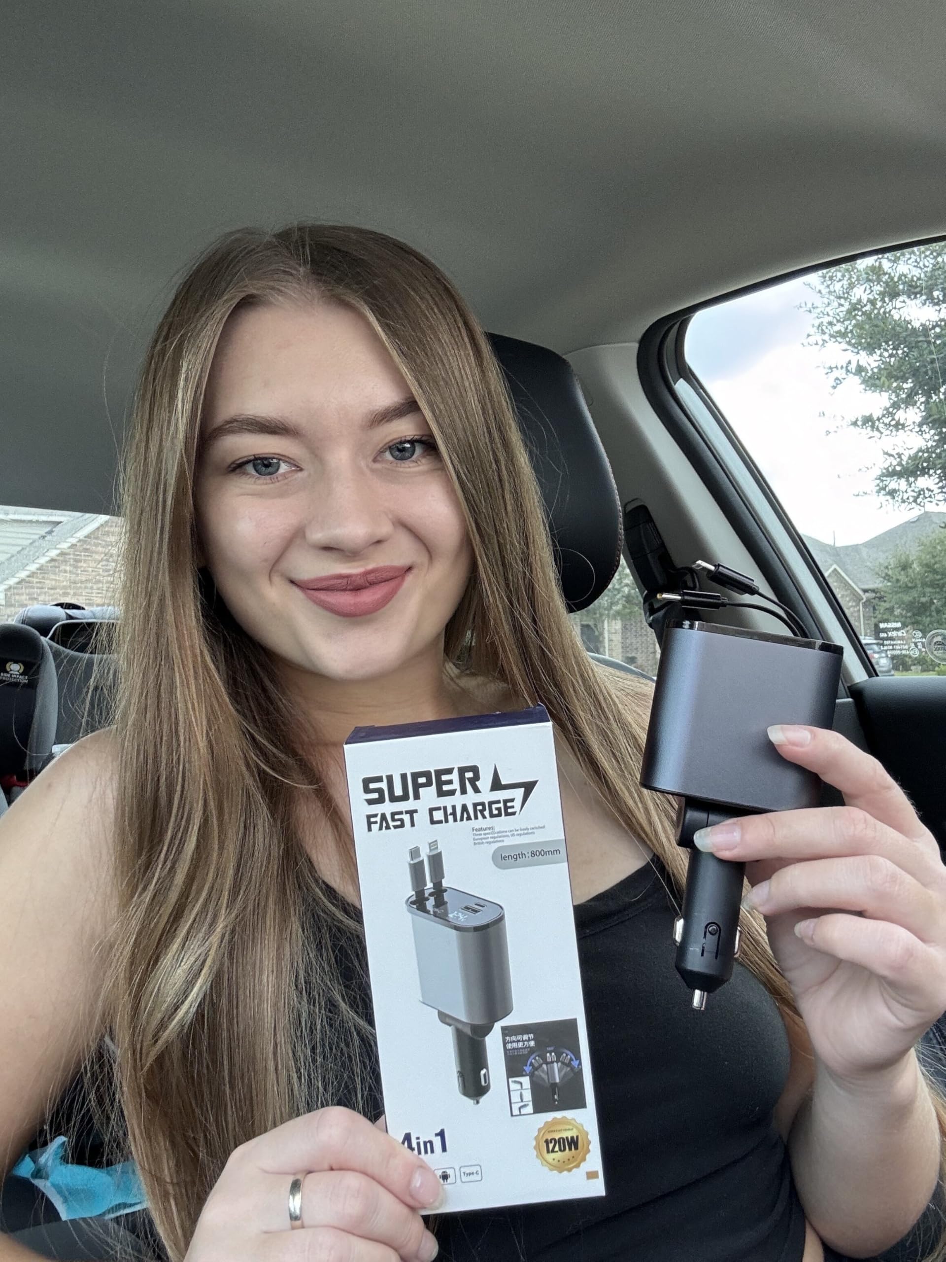 Multi Charge Pro - Cargador de Coche retráctil USB C para iPhone, Carga rápida, 120 W, 4 Puertos USB-C y USB-A y Lightning iPhone, Samsung, tabletas...