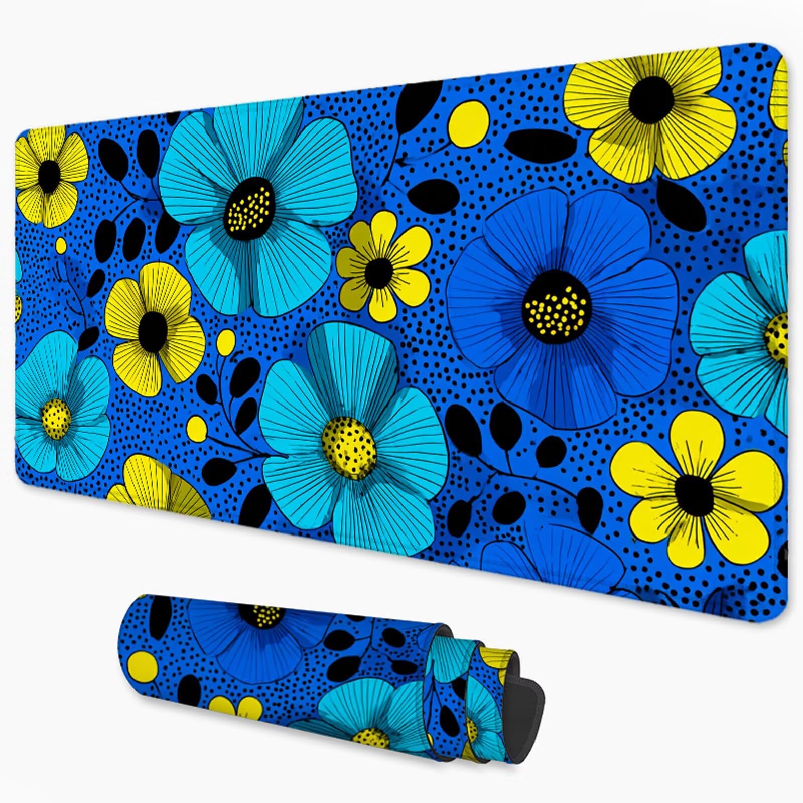 Niebieska podkładka pod mysz XXL 1200 x 600 mm pod biurko z wodoodporną powierzchnią i antypoślizgową podstawą, podkładka pod mysz do biura, komputera, poprawia dokładność i szybkość 3Y-1461