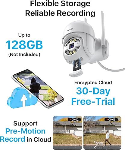 Miniatura 7 de ZOSI C289 Cámara PTZ inalámbrica de seguimiento automático al aire libre visión nocturna a color audio de 2 vías detección de vehículos humanos AI y