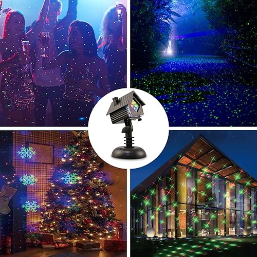 Miniatura 6 de HeKation Proyector de luces de Navidad para exteriores, proyector láser de Navidad con 6 temas, control remoto, control de velocidad, temporizador y