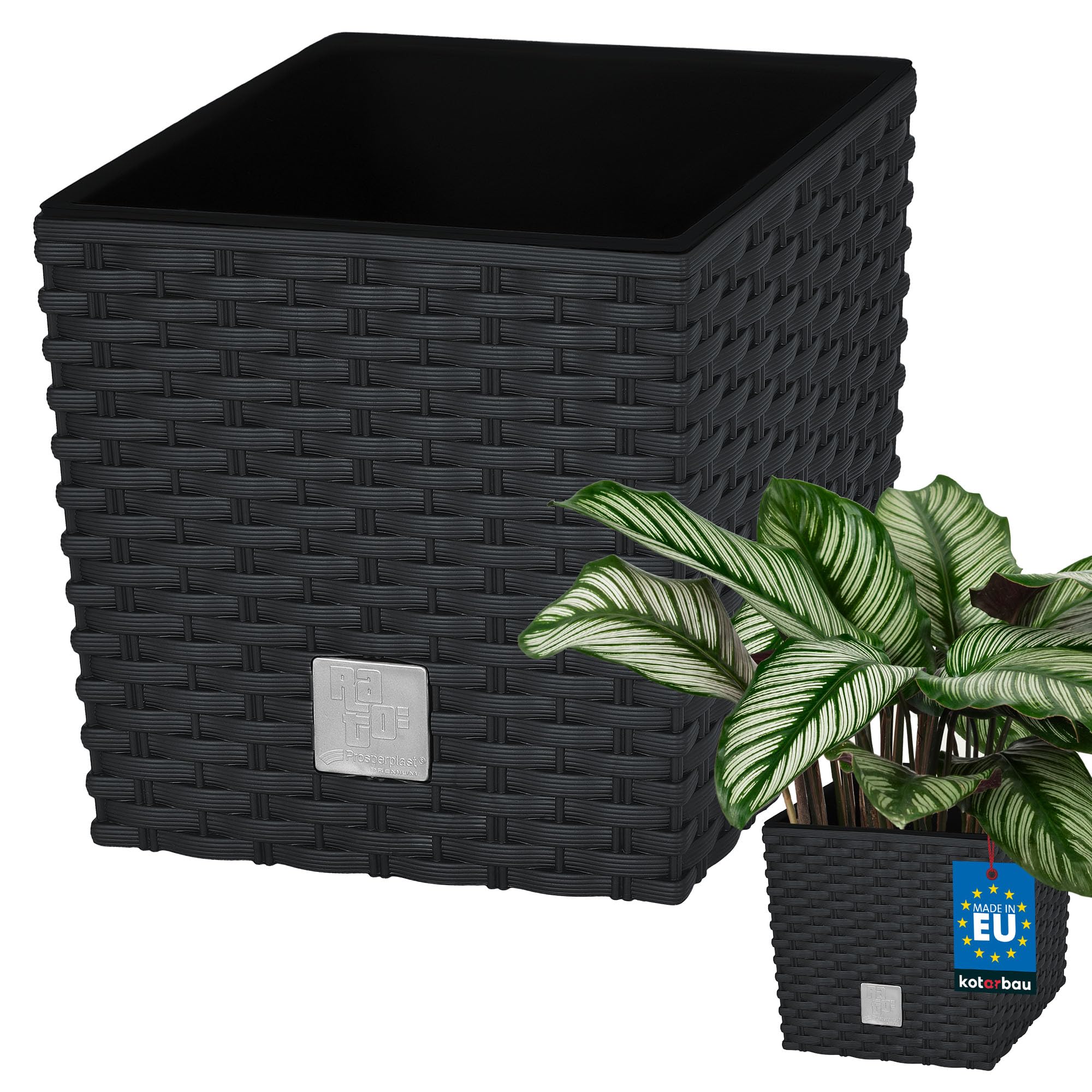 KOTARBAU® Flower Pot, Set 233 mm Planter with Inner Pot for Plant Growing, Anthracite
