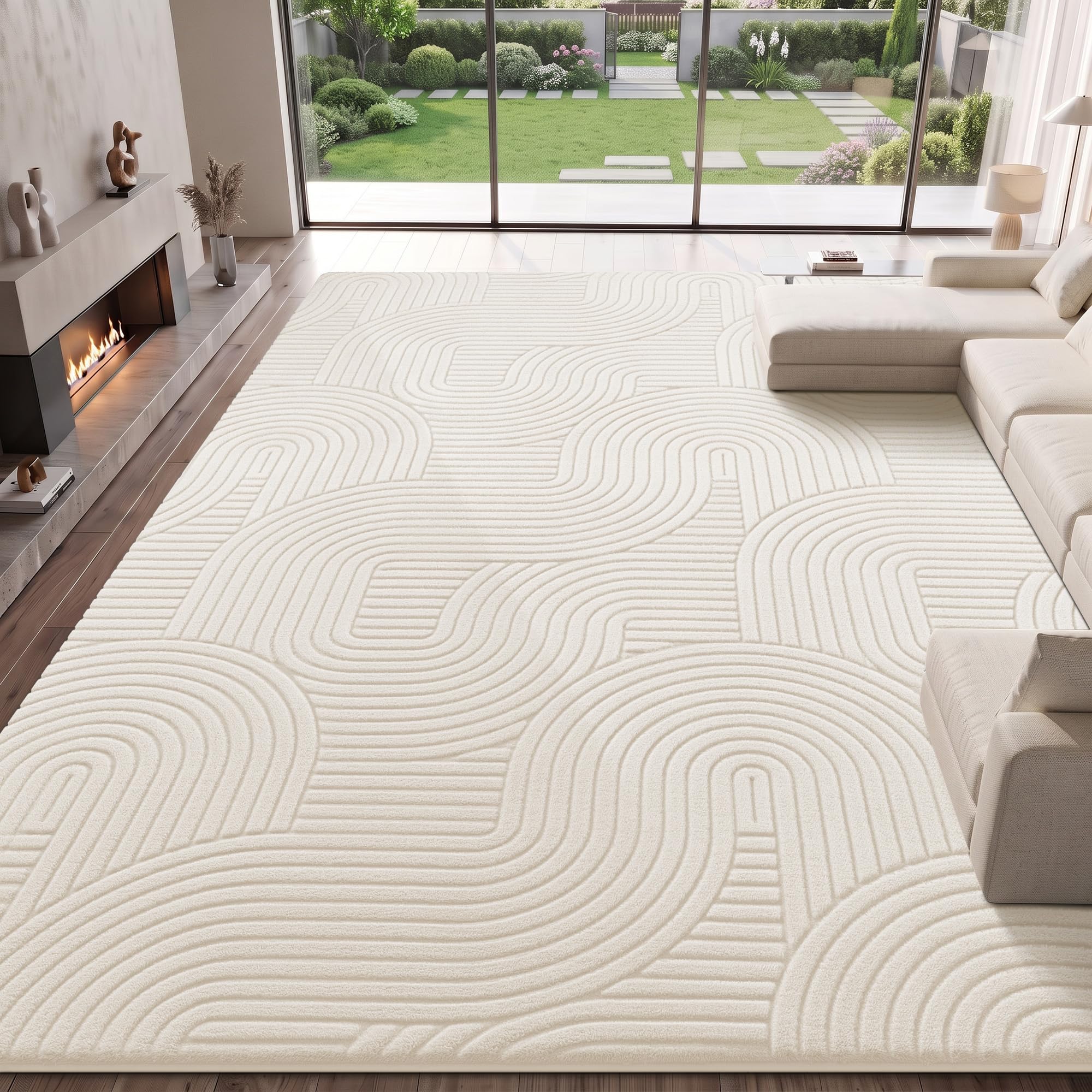 Sour Lemon Rugs for Living Room, Large Modern Area Rugs, 240x300cm, Cream